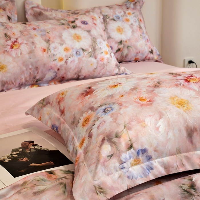 91家纺网 家纺一手货源 找家纺 典雅家纺 2025新款艾阳暖棉印花四件套 花间密语