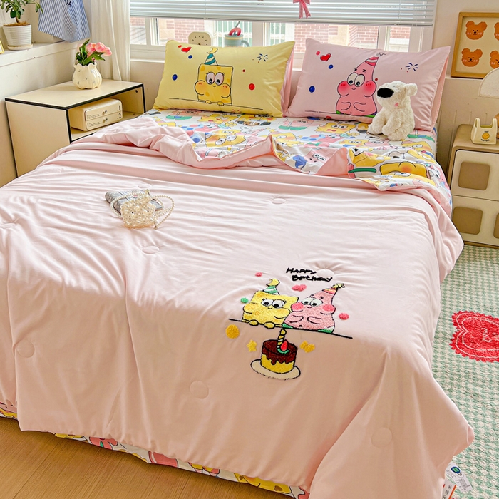 91家纺网 家纺一手货源 找家纺 一霖家纺 2025新款高克重云朵毛巾绣夏被 生日派对