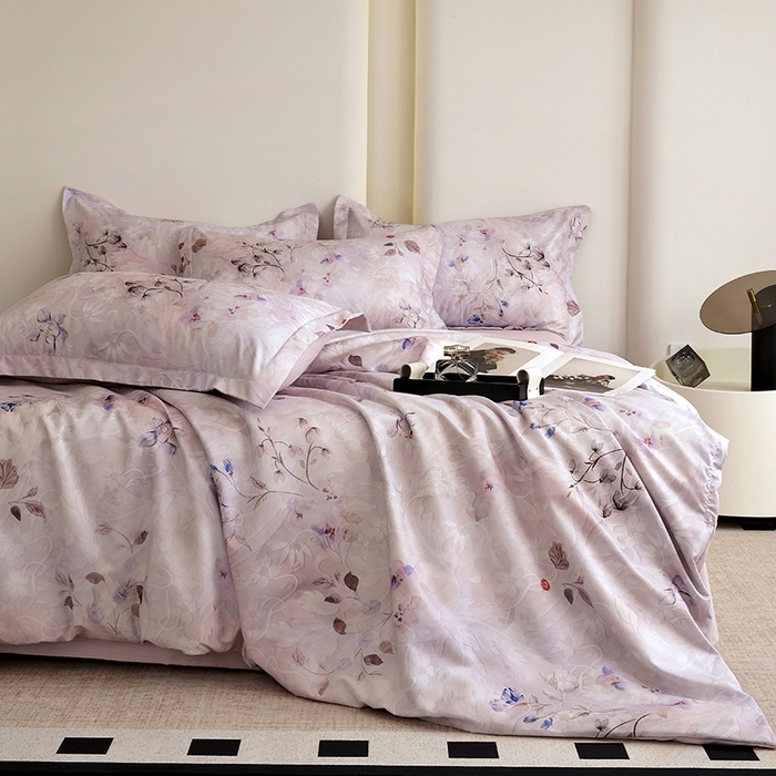 91家纺网 家纺一手货源 找家纺 典雅家纺 2025新款艾阳暖棉印花四件套 醉清颜