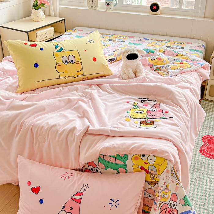 91家纺网 家纺一手货源 找家纺 一霖家纺 2025新款高克重云朵毛巾绣夏被 生日派对