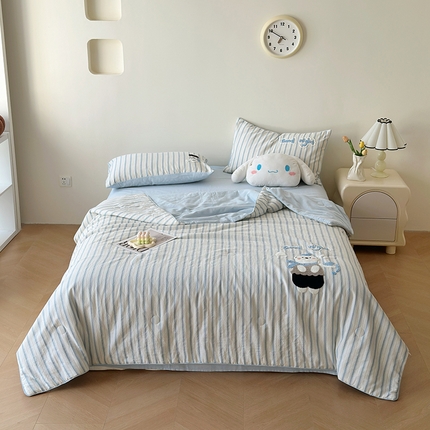 91家纺网 家纺一手货源 找家纺 （总）怡家居 2025新款全棉双层纱毛巾绣夏被四件套