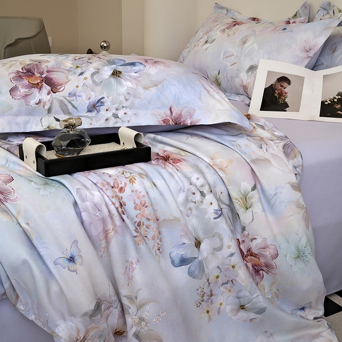 91家纺网 家纺一手货源 找家纺 典雅家纺 2025新款艾阳暖棉印花四件套 兰亭序