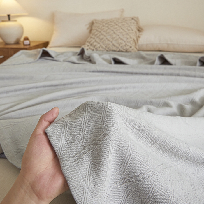 91家纺网 家纺一手货源 找家纺 悦然毛巾被 2025新款棉缇锦梦全棉夏用毛巾被盖毯 棉缇锦梦银灰