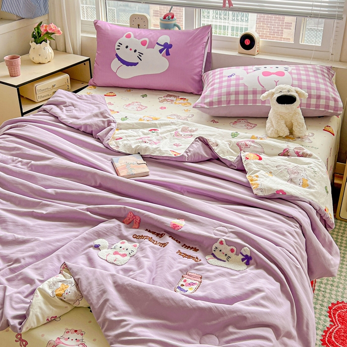 91家纺网 家纺一手货源 找家纺 一霖家纺 2025新款高克重云朵毛巾绣夏被 糖果罐头