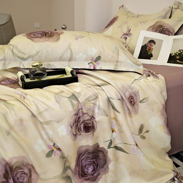 91家纺网 家纺一手货源 找家纺 典雅家纺 2025新款艾阳暖棉印花四件套 梦幻花园