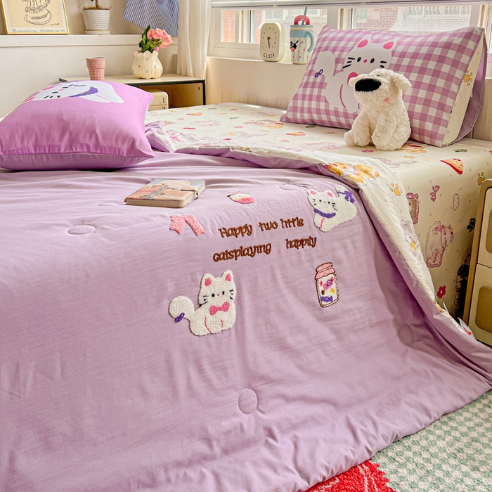 91家纺网 家纺一手货源 找家纺 一霖家纺 2025新款高克重云朵毛巾绣夏被 糖果罐头