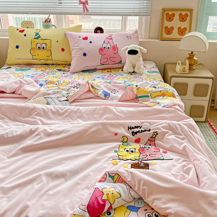 91家纺网 家纺一手货源 找家纺 一霖家纺 2025新款高克重云朵毛巾绣夏被 生日派对