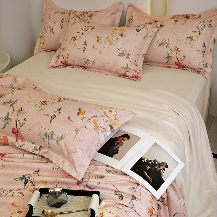 91家纺网 家纺一手货源 找家纺 典雅家纺 2025新款艾阳暖棉印花四件套 芳颜