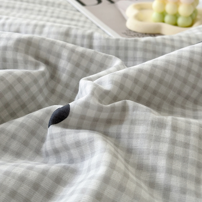 91家纺网 家纺一手货源 找家纺 怡家居 2025新款全棉双层纱毛巾绣夏被四件套 夏被-萌趣猫