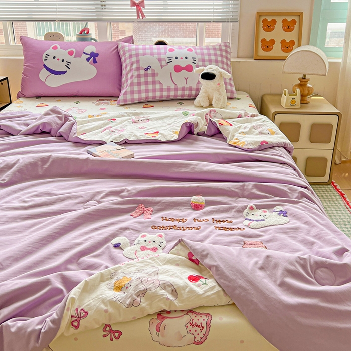 91家纺网 家纺一手货源 找家纺 一霖家纺 2025新款高克重云朵毛巾绣夏被 糖果罐头