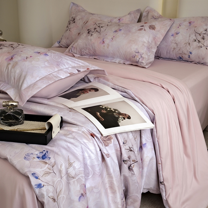 91家纺网 家纺一手货源 找家纺 典雅家纺 2025新款艾阳暖棉印花四件套 醉清颜