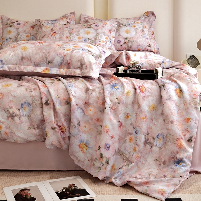 91家纺网 家纺一手货源 找家纺 典雅家纺 2025新款艾阳暖棉印花四件套 花间密语