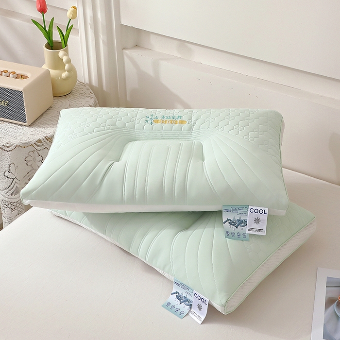 91家纺网 家纺一手货源 找家纺 （总）金牛枕芯 2025新款刺绣冰丝乳胶枕枕头枕芯简约纯色枕芯