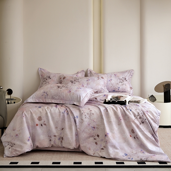 91家纺网 家纺一手货源 找家纺 典雅家纺 2025新款艾阳暖棉印花四件套 醉清颜