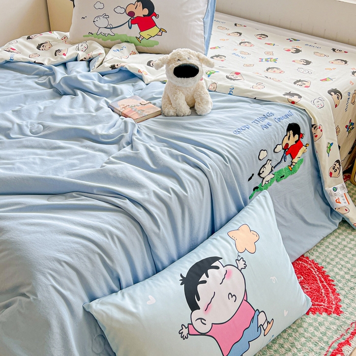 91家纺网 家纺一手货源 找家纺 一霖家纺 2025新款高克重云朵毛巾绣夏被 遛小白