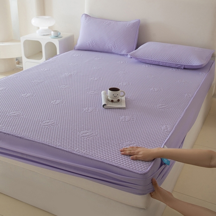 91家纺网 家纺一手货源 找家纺 莱登卡奴 25新款A类凉感丝熊豆豆凉席床笠款 熊豆豆优雅紫