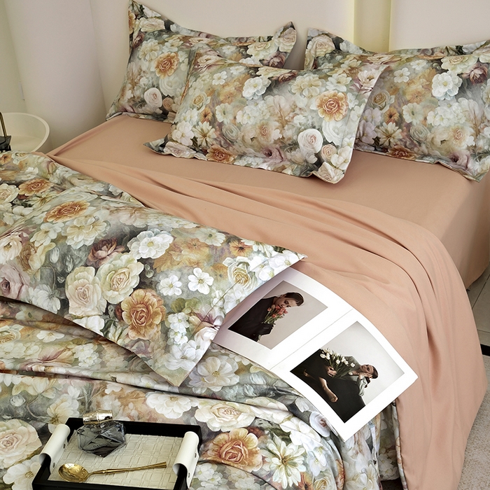 91家纺网 家纺一手货源 找家纺 典雅家纺 2025新款艾阳暖棉印花四件套 陌上花开