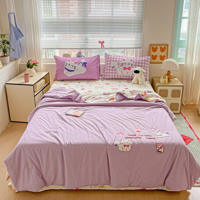 91家纺网 家纺一手货源 找家纺 一霖家纺 2025新款高克重云朵毛巾绣夏被 糖果罐头