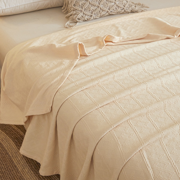 91家纺网 家纺一手货源 找家纺 悦然毛巾被 2025新款棉缇锦梦全棉夏用毛巾被盖毯 棉缇锦梦杏黄