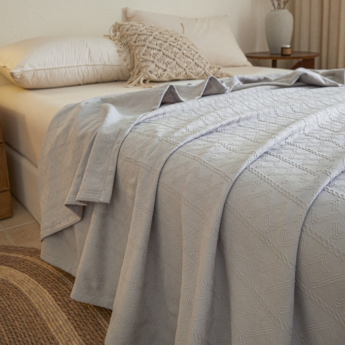 91家纺网 家纺一手货源 找家纺 悦然毛巾被 2025新款棉缇锦梦全棉夏用毛巾被盖毯 棉缇锦梦银灰