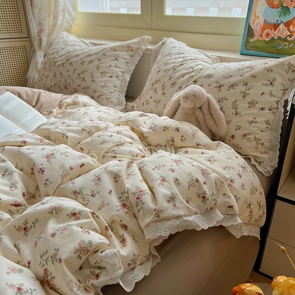 阿曼达 2025新款浪漫的小法式系列花边款印花水洗m四件套 小法-花至