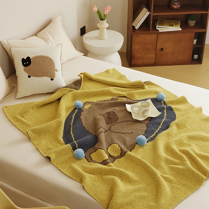 91家纺网 家纺一手货源 找家纺 （总）暖绵绵2025新款半边绒涤纶混纺毯子抱枕套