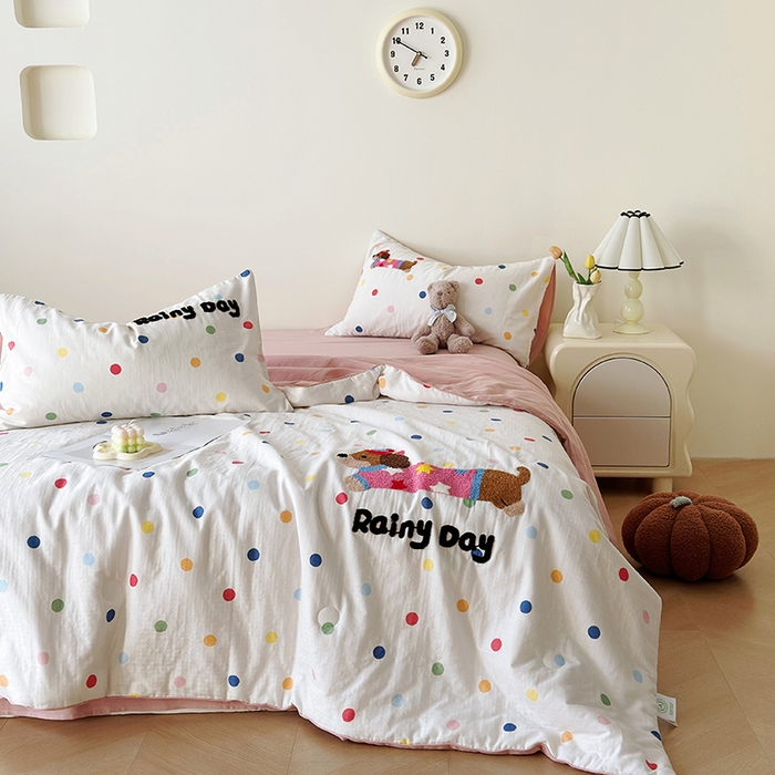 91家纺网 家纺一手货源 找家纺 （总）怡家居 2025新款全棉双层纱毛巾绣夏被四件套