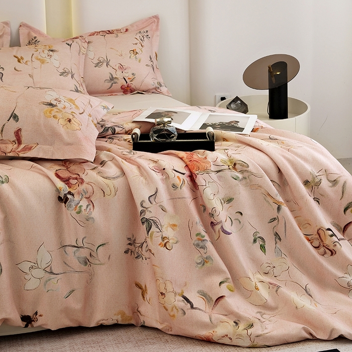 91家纺网 家纺一手货源 找家纺 典雅家纺 2025新款艾阳暖棉印花四件套 芳颜