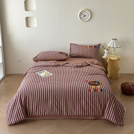 91家纺网 家纺一手货源 找家纺 （总）怡家居 2025新款全棉双层纱毛巾绣夏被四件套