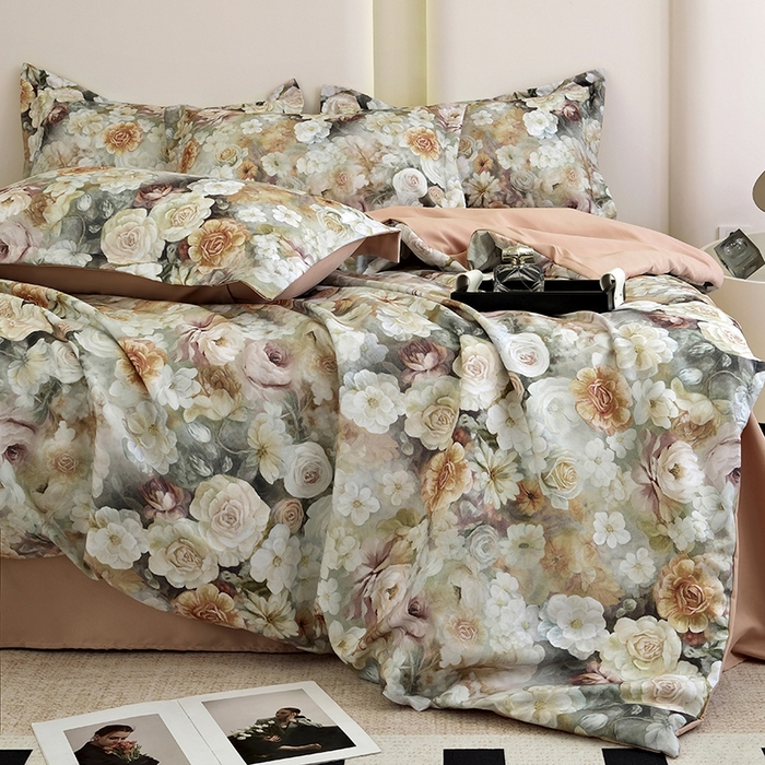 91家纺网 家纺一手货源 找家纺 典雅家纺 2025新款艾阳暖棉印花四件套 陌上花开