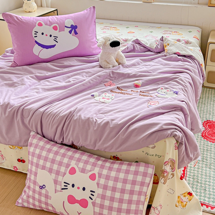 91家纺网 家纺一手货源 找家纺 一霖家纺 2025新款高克重云朵毛巾绣夏被 糖果罐头