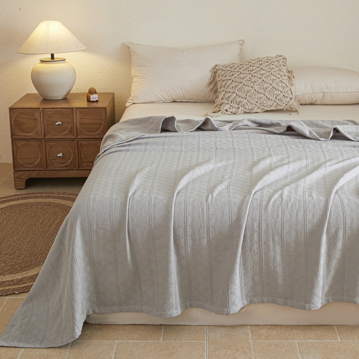 91家纺网 家纺一手货源 找家纺 悦然毛巾被 2025新款棉缇锦梦全棉夏用毛巾被盖毯 棉缇锦梦银灰