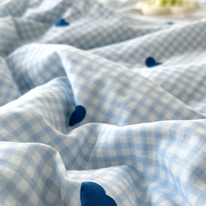 91家纺网 家纺一手货源 找家纺 怡家居 2025新款全棉双层纱毛巾绣夏被四件套 夏被-耳机猫