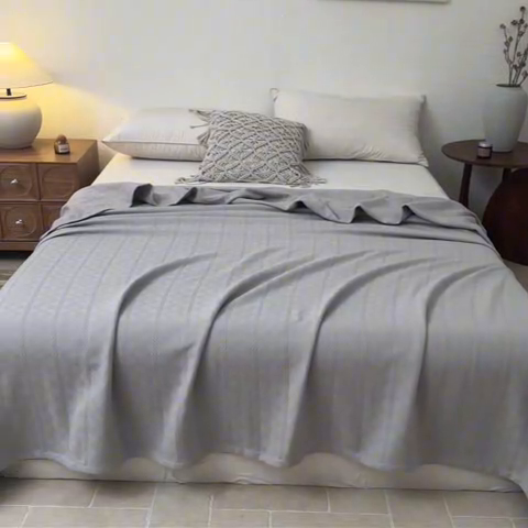 91家纺网 家纺一手货源 找家纺 悦然毛巾被 2025新款棉缇锦梦全棉夏用毛巾被盖毯 棉缇锦梦银灰