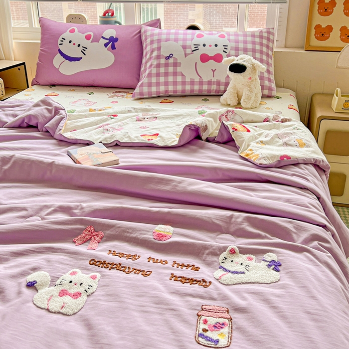 91家纺网 家纺一手货源 找家纺 一霖家纺 2025新款高克重云朵毛巾绣夏被 糖果罐头