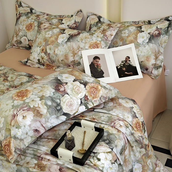 91家纺网 家纺一手货源 找家纺 典雅家纺 2025新款艾阳暖棉印花四件套 陌上花开