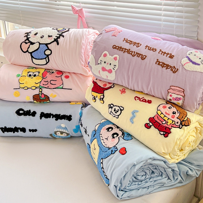 91家纺网 家纺一手货源 找家纺 （总）一霖家纺 2025新款高克重云朵毛巾绣夏被