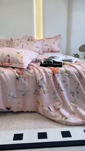 91家纺网 家纺一手货源 找家纺 典雅家纺 2025新款艾阳暖棉印花四件套 醉清颜