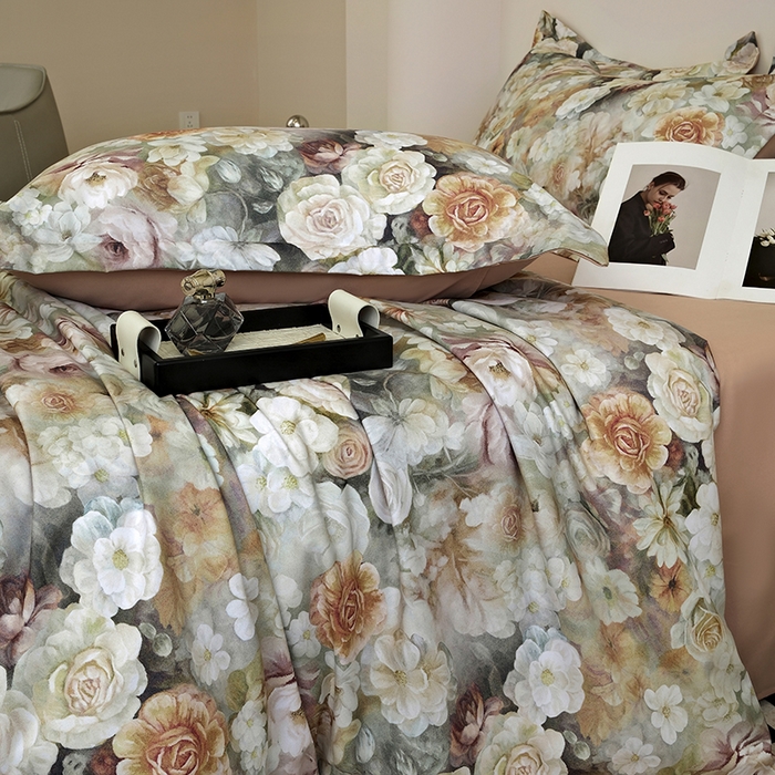 91家纺网 家纺一手货源 找家纺 典雅家纺 2025新款艾阳暖棉印花四件套 陌上花开