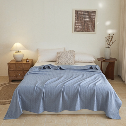 悦然毛巾被 2025新款棉缇锦梦全棉夏用毛巾被盖毯 棉缇锦梦湖蓝