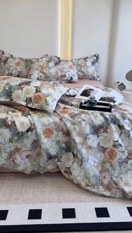 91家纺网 家纺一手货源 找家纺 典雅家纺 2025新款艾阳暖棉印花四件套 陌上花开