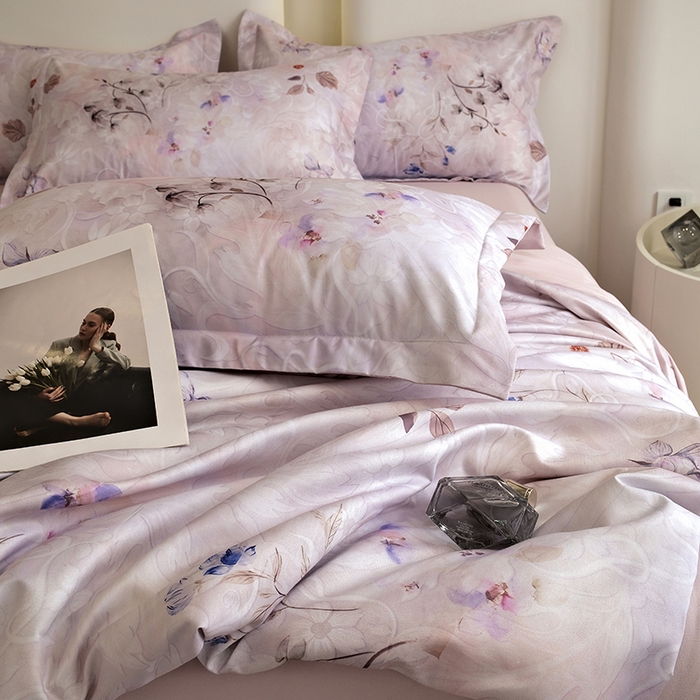 91家纺网 家纺一手货源 找家纺 典雅家纺 2025新款艾阳暖棉印花四件套 醉清颜