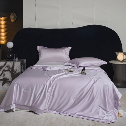 91家纺网 家纺一手货源 找家纺 头等舱  2025新款水光缎冰肌锦氨A类可水洗100%有机榨蚕丝夏被带礼盒 青黛紫