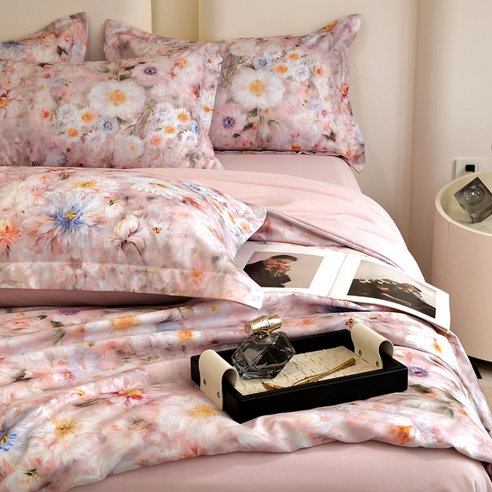 91家纺网 家纺一手货源 找家纺 典雅家纺 2025新款艾阳暖棉印花四件套 花间密语