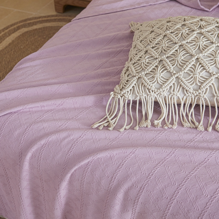 91家纺网 家纺一手货源 找家纺 悦然毛巾被 2025新款棉缇锦梦全棉夏用毛巾被盖毯 棉缇锦梦浅紫