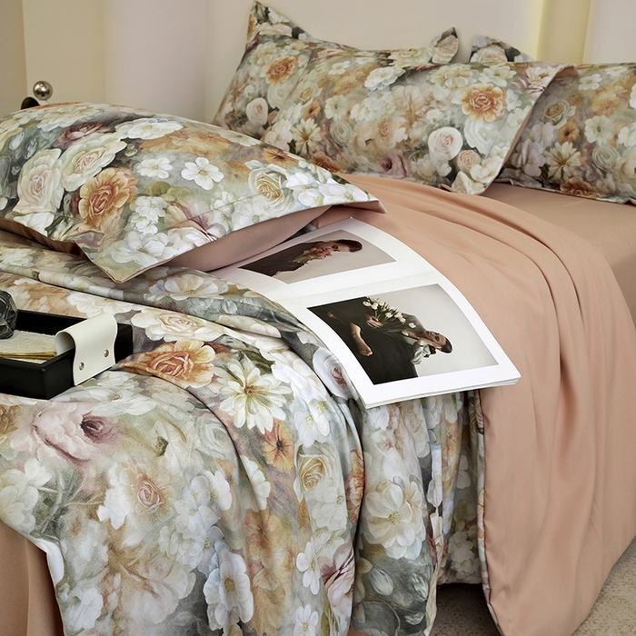 91家纺网 家纺一手货源 找家纺 典雅家纺 2025新款艾阳暖棉印花四件套 陌上花开