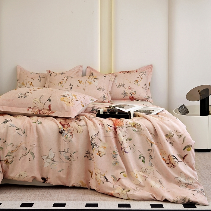 91家纺网 家纺一手货源 找家纺 典雅家纺 2025新款艾阳暖棉印花四件套 芳颜