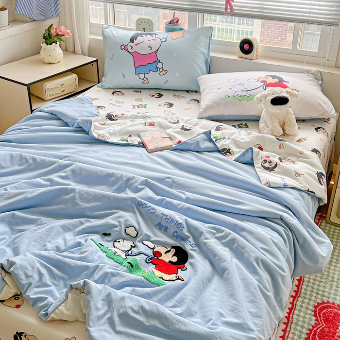 91家纺网 家纺一手货源 找家纺 一霖家纺 2025新款高克重云朵毛巾绣夏被 遛小白