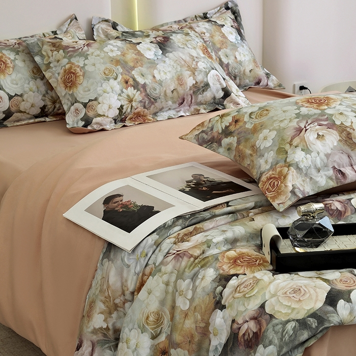 91家纺网 家纺一手货源 找家纺 典雅家纺 2025新款艾阳暖棉印花四件套 陌上花开