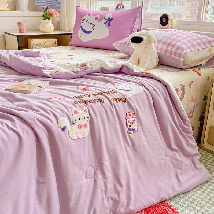 91家纺网 家纺一手货源 找家纺 一霖家纺 2025新款高克重云朵毛巾绣夏被 糖果罐头